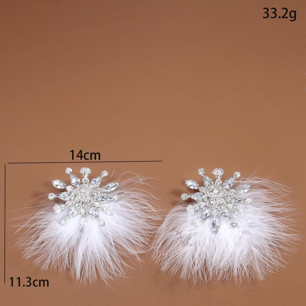 Vintage Feather Rhinestone Earrings