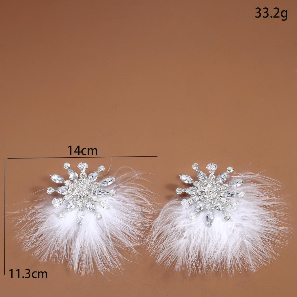 Vintage Feather Rhinestone Earrings