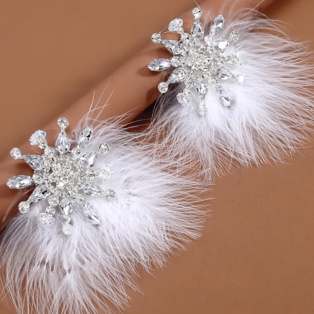 Vintage Feather Rhinestone Earrings