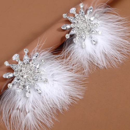 Vintage Feather Rhinestone Earrings