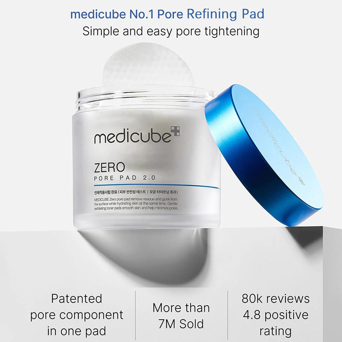 Medicube ZERO PORE PAD 2.0,Pre-Soaked Dual-Texture Cotton,Moisturizing & Calming Formula,Korean Skincare,K-Beauty,Korean Makeup